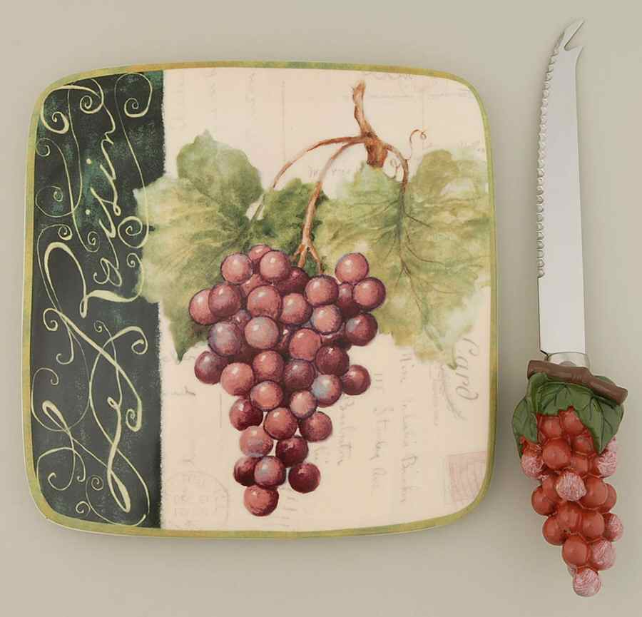 Parisian Fruit Cheese Plate & Knife Set by Certified International-1