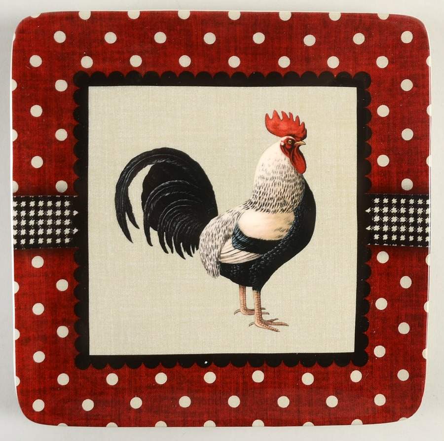 Country Rooster Dessert/Pie Plate by Certified International-1