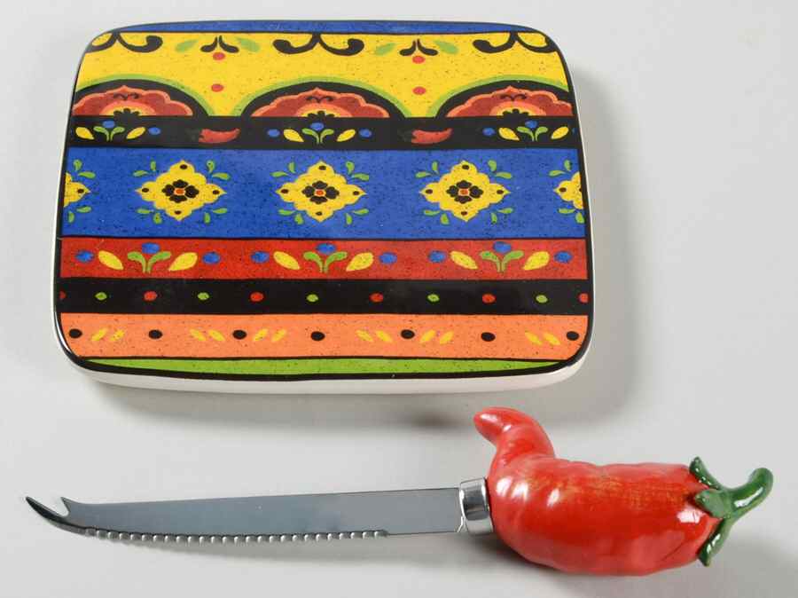 Hot and Saucy Cheese Plate & Knife Set by Certified International-1