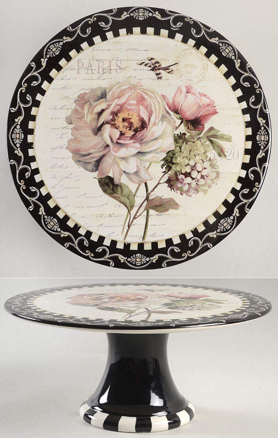 Marche d'Fleur 10" Diameter Pedestal Cake Stand by Certified International-1