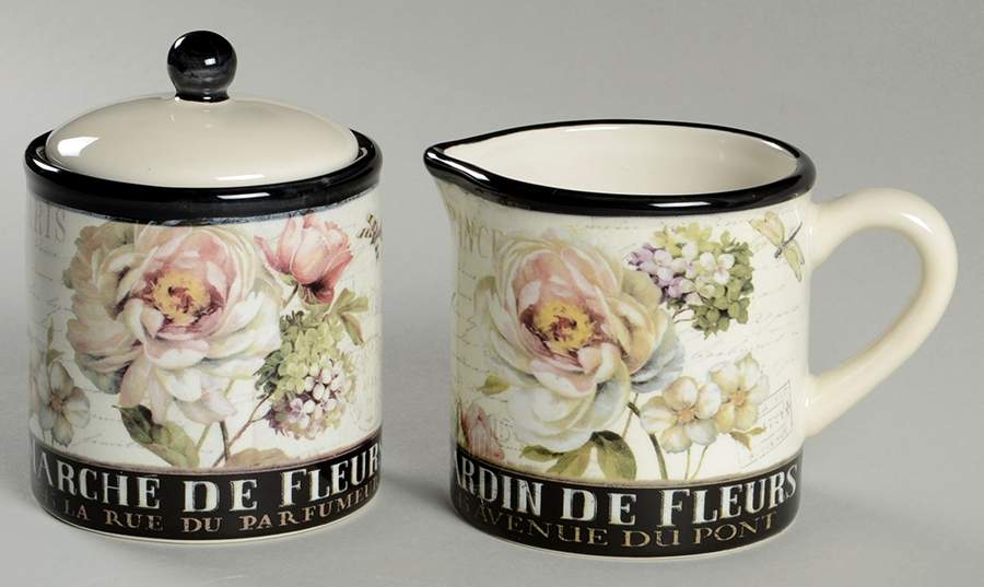 Marche d'Fleur Creamer & Sugar with Lid Set by Certified International-1