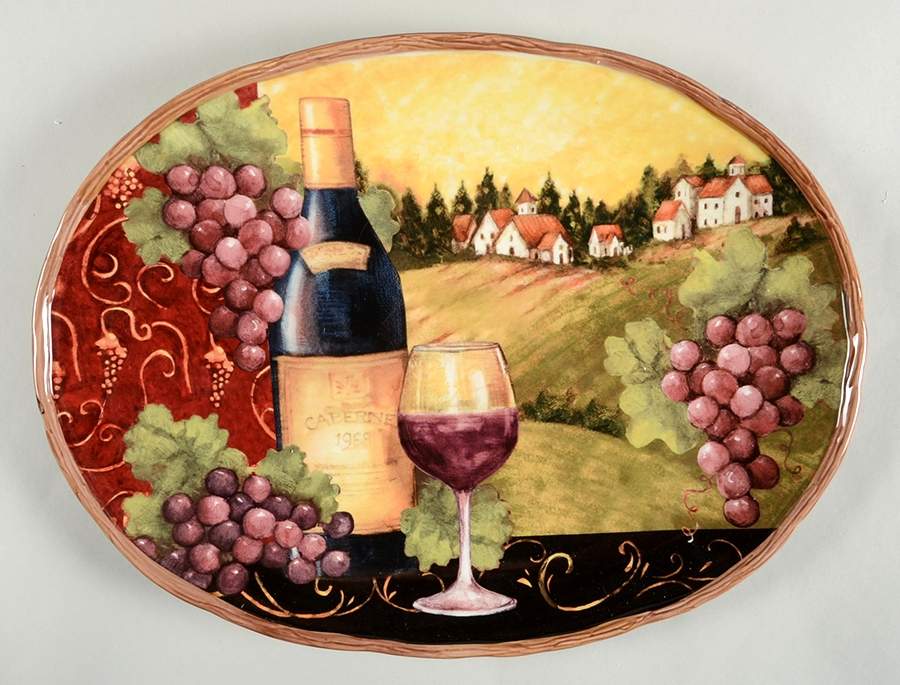 Merlot Sunset 16" Oval Serving Platter by Certified International-1