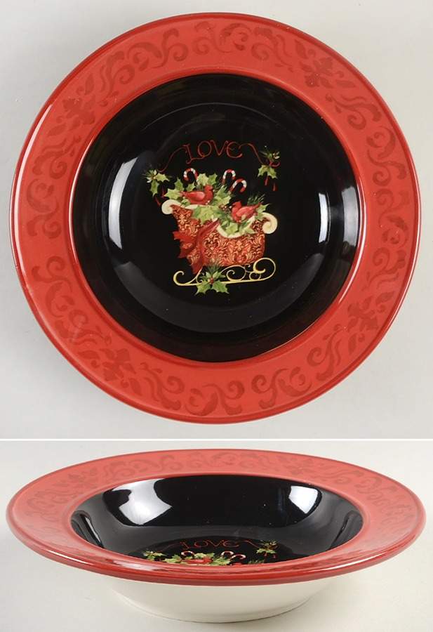 Vintage Christmas 9" Individual Pasta Bowl by Certified International-1