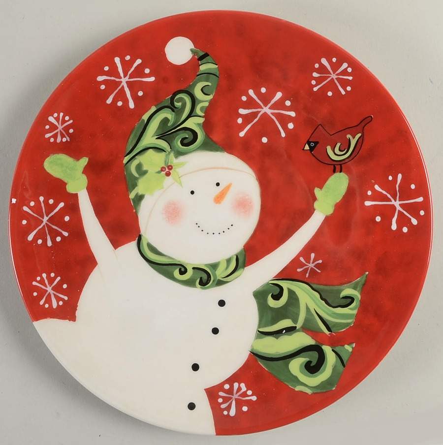 Winter Fun Snowman Dessert/Pie Plate by Certified International-1