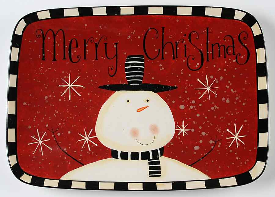 Christmas Snowman 14" Rectangular Serving Platter by Certified International-1