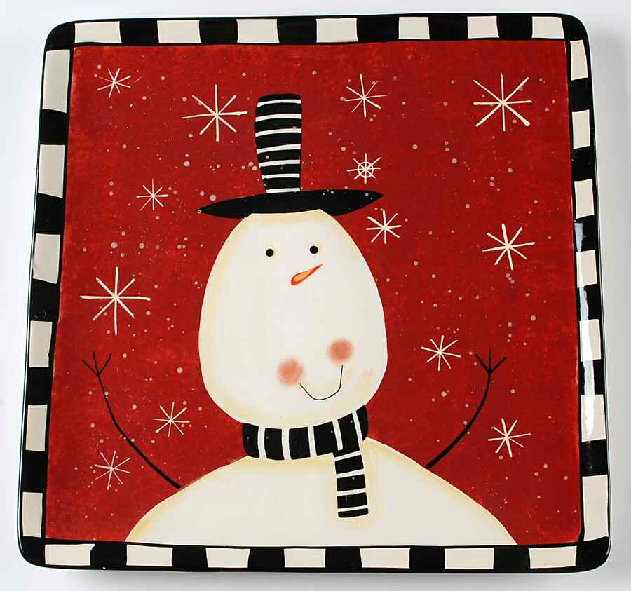 Christmas Snowman 14" Square Platter by Certified International-1