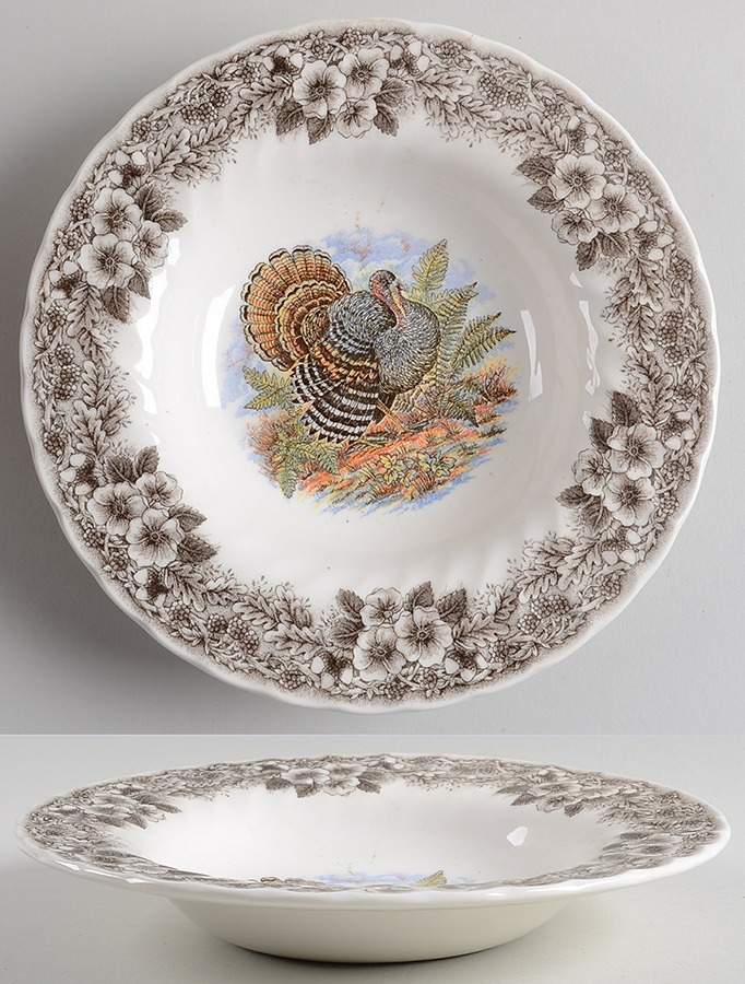 Thanksgiving Brown Multicolor Rim Soup Bowl by Churchill-1