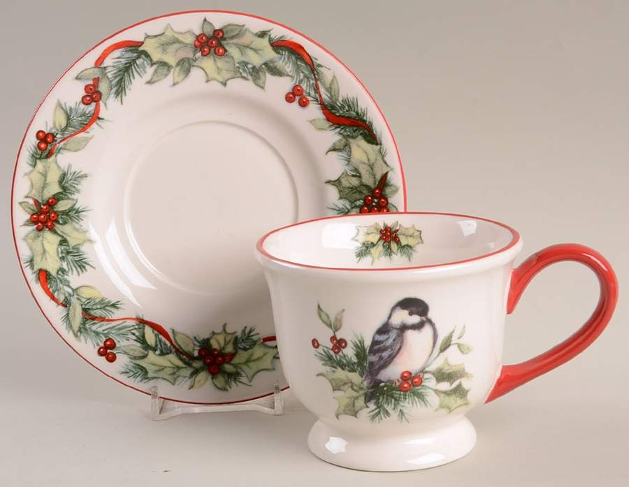 Winter Song Footed Cup & Saucer Set by Certified International-1