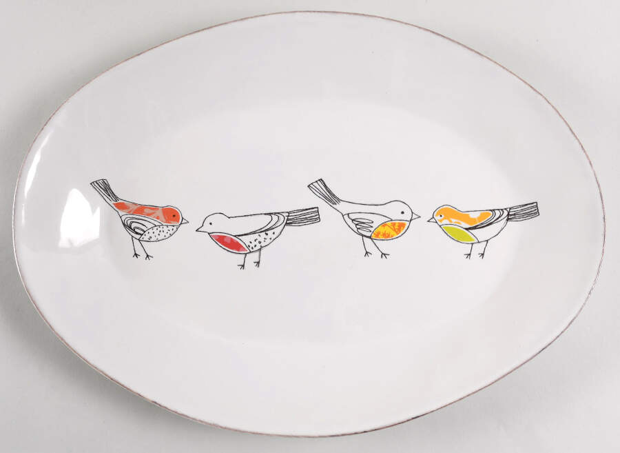 Chickadee 15" Oval Serving Platter by Crate & Barrel-1