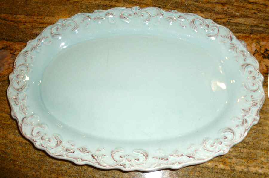 Madison Collection Antique Blue 12" Oval Serving Platter by Home Essentials-1