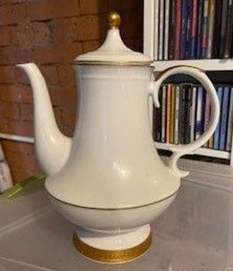 Ambassador Gold Trim Coffee Pot & Lid by Capo-di-Monte (Italy)-1