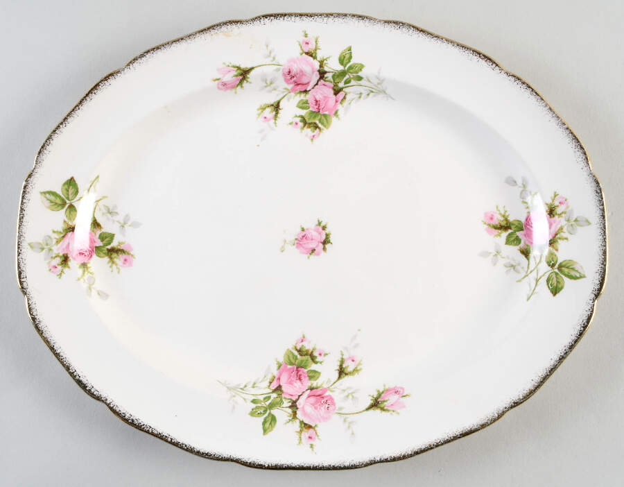 Pink T Rose 13" Oval Serving Platter by Canonsburg-1