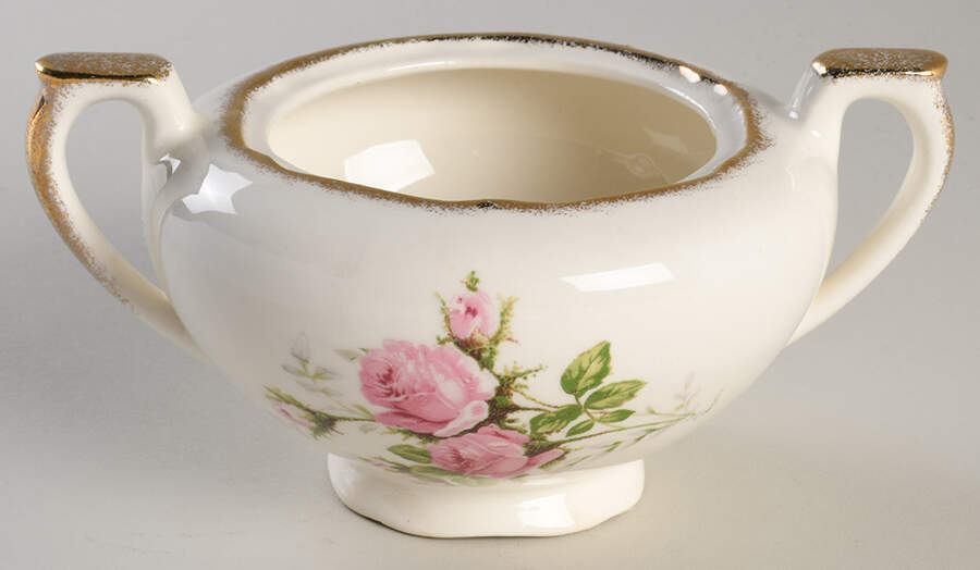Pink T Rose Sugar Bowl No Lid by Canonsburg-1