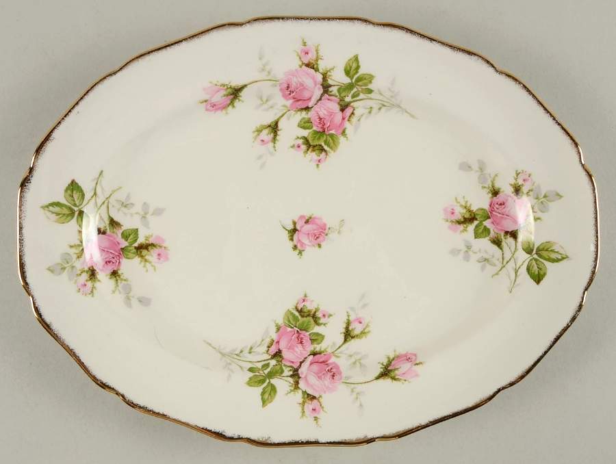 Pink T Rose 11" Oval Serving Platter by Canonsburg-1