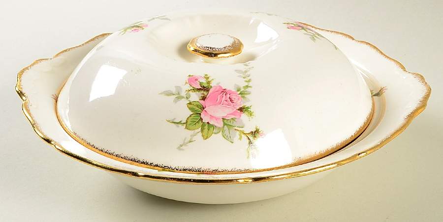 Pink T Rose Round Covered Vegetable by Canonsburg-1
