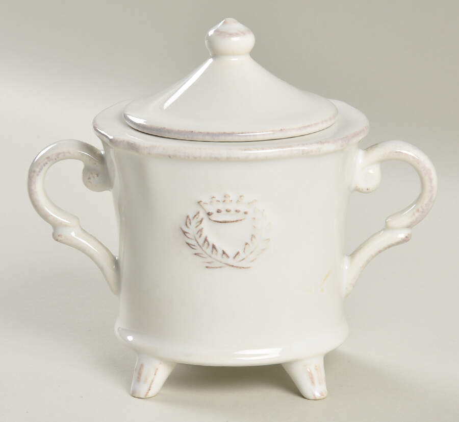 Villa Royale White Sugar Bowl & Lid by Casafina-1