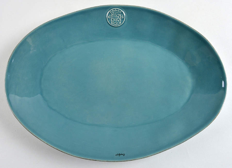 Forum Prussian Blue 15" Oval Serving Platter by Casafina-1