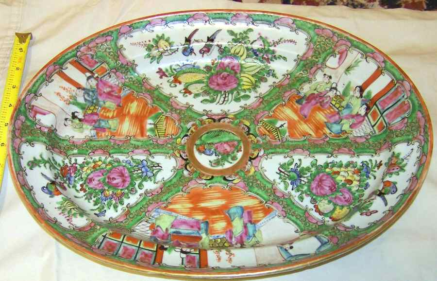 Rose Medallion (With People) 16" Oval Serving Platter by China (Made in China)-1