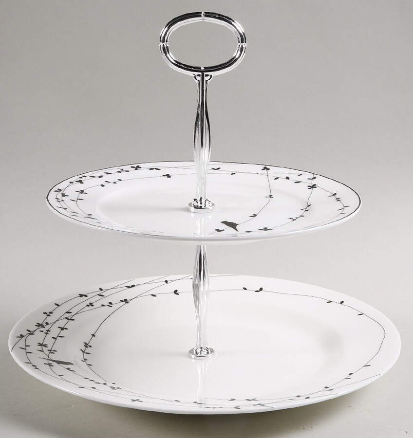 Oiseau Black 6 5/8"-10"  2 Tiered Serving Tray (Dp, Sp) HC by Ciroa-1