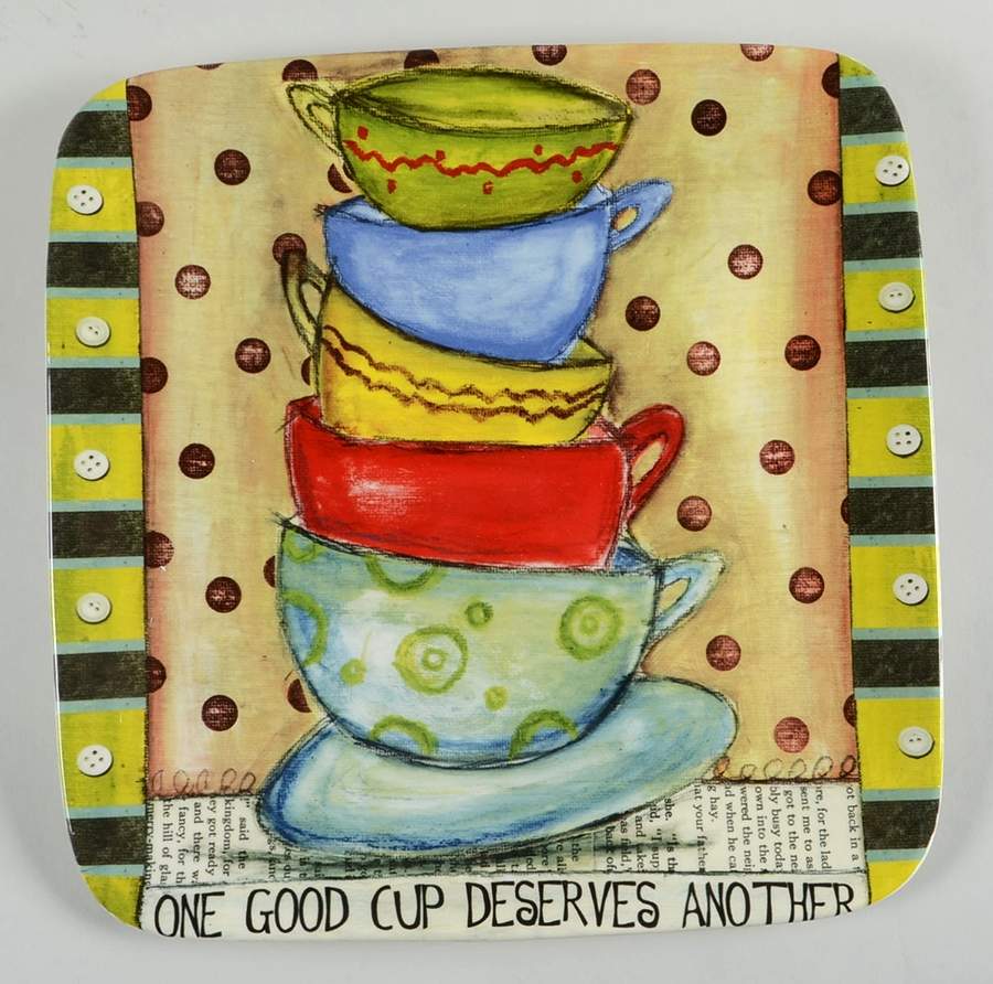 Java Time 12" Square Serving Platter by Certified International-1