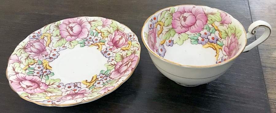 Peony Pink Footed Cup & Saucer Set by Cartwright & Edwards-1