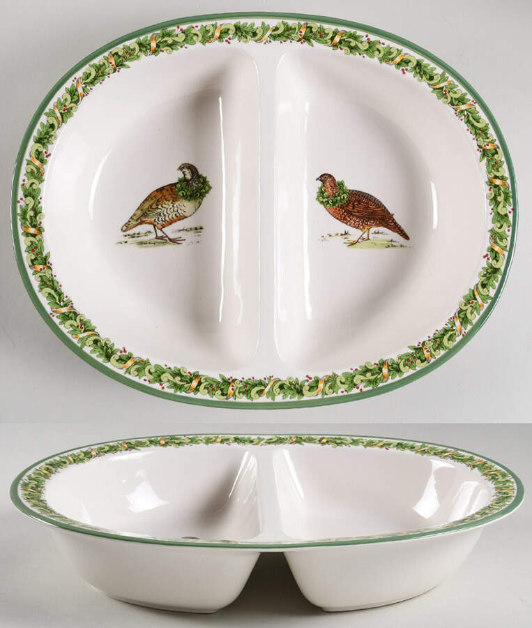 CIC118 13" Oval Divided Vegetable Bowl by Certified International-1