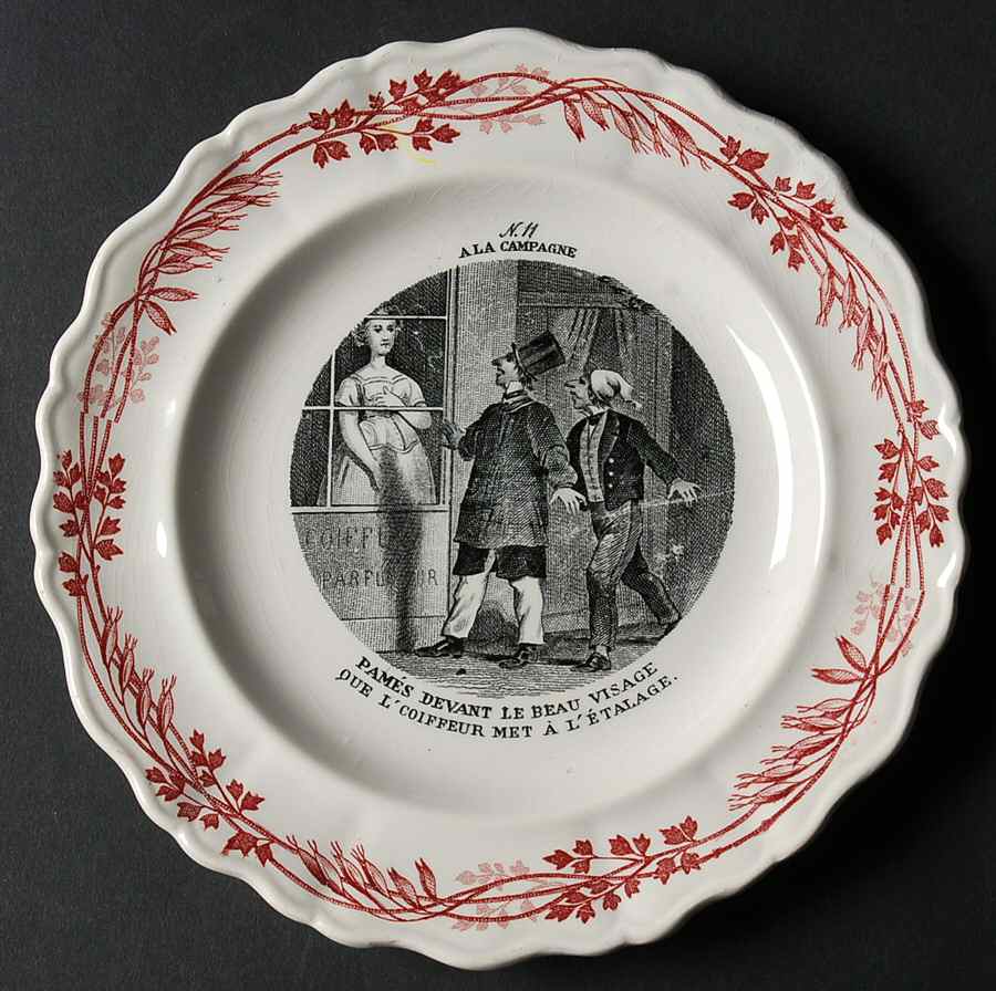 A la Campagne Red Bread & Butter Plate by Creil & Montereau-1