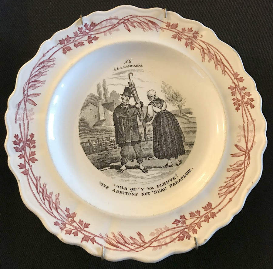 A la Campagne Red Bread & Butter Plate by Creil & Montereau-1