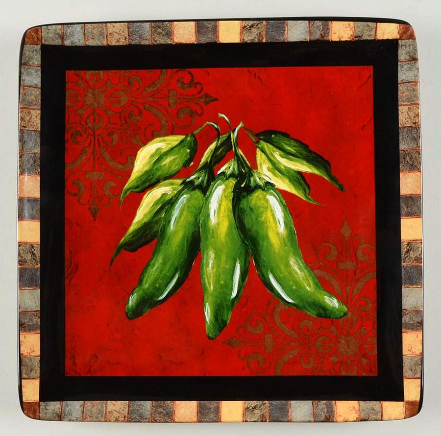 Chili Pepper 12" Square Serving Platter by Certified International-1