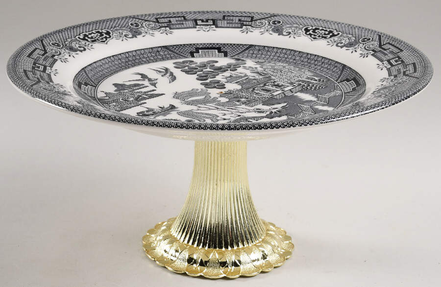 Midnight Willow Cake Stand with 4"-5" Metal Pedestal  Hc by Churchill-1