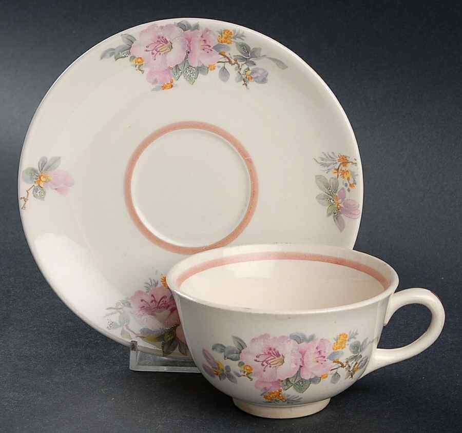 1240 Footed Cup & Saucer Set by Crooksville-1