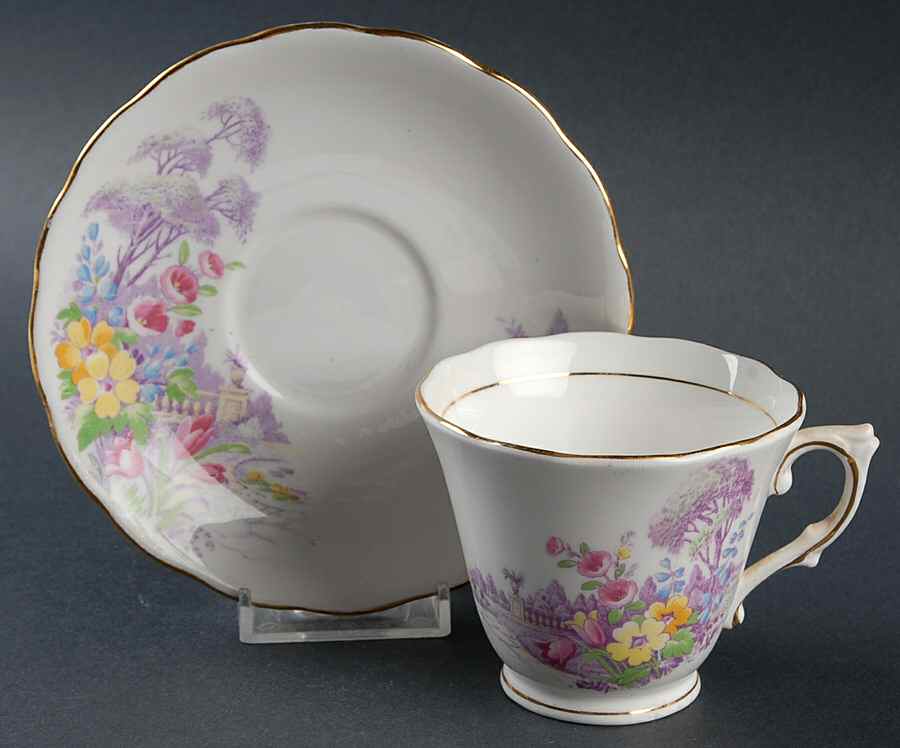 6574 Footed Cup & Saucer Set by Colclough-1
