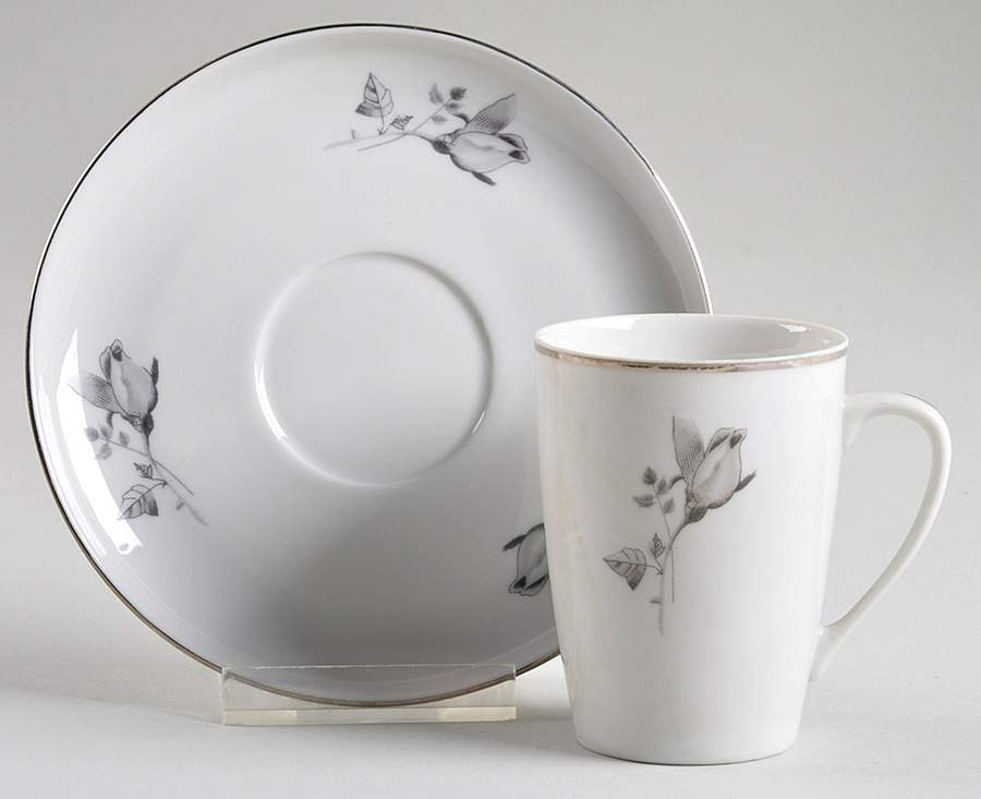Rosalie Flat Cup & Saucer Set by Cmielow (Poland)-1