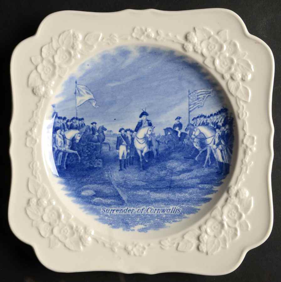 Colonial Times Blue (Embossed) Square Luncheon Plate by Crown Ducal-1