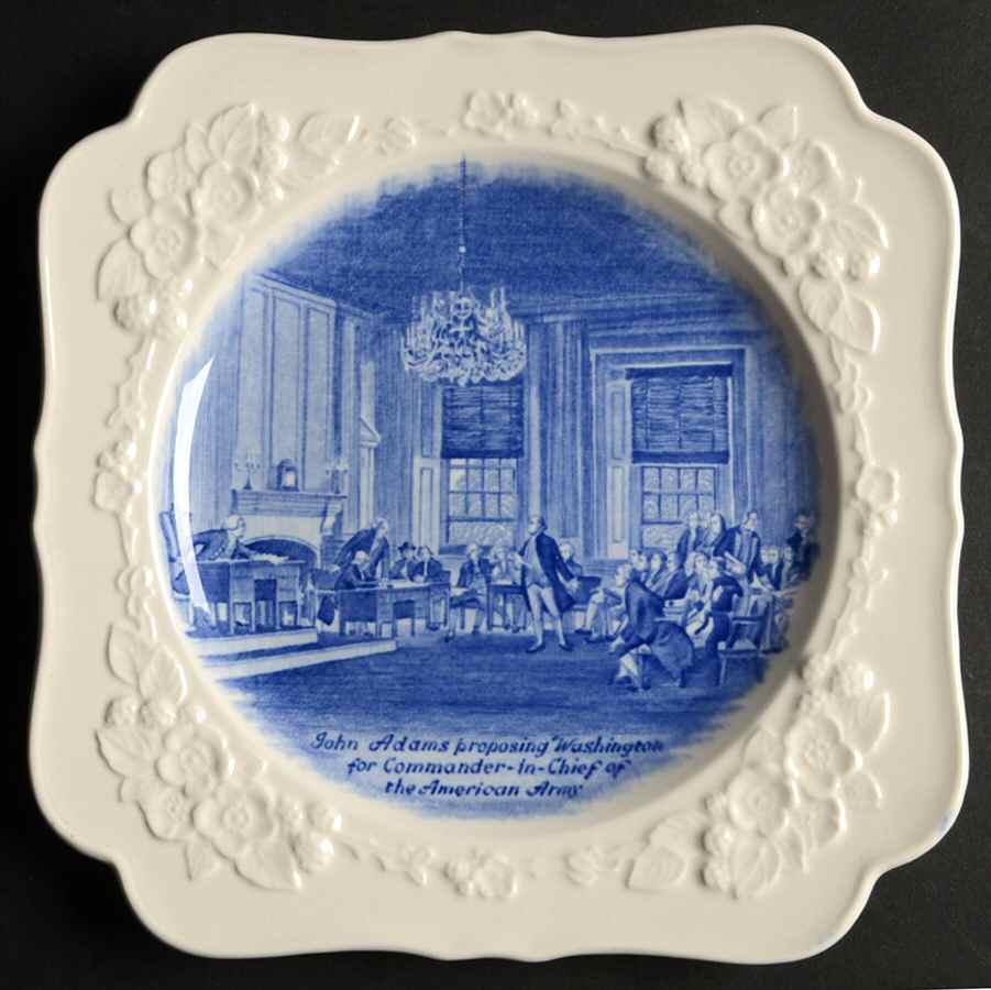 Colonial Times Blue (Embossed) Square Luncheon Plate by Crown Ducal-1