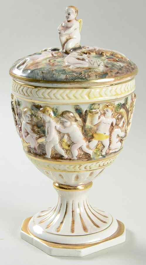 CJJ10 Candy Dish & Lid by Capo-di-Monte (Italy)-1