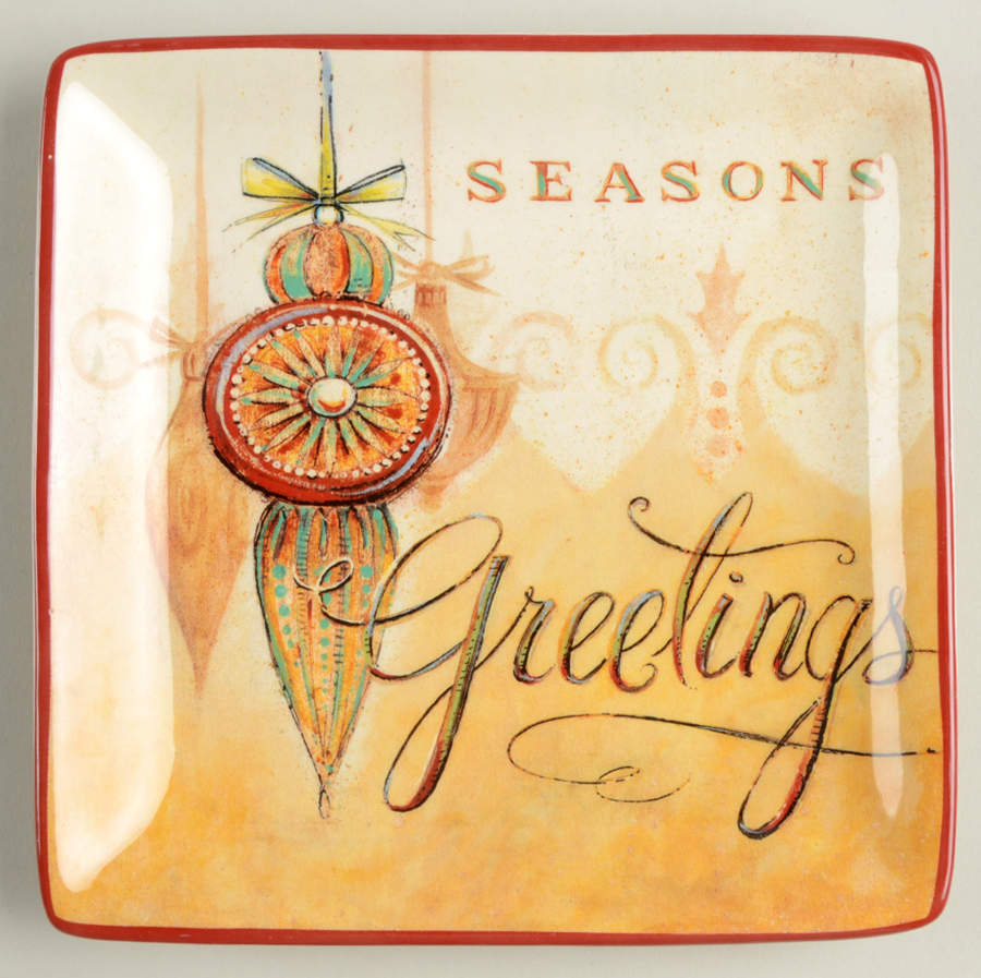 Seasons Greetings Square Canape Plate by Certified International-1