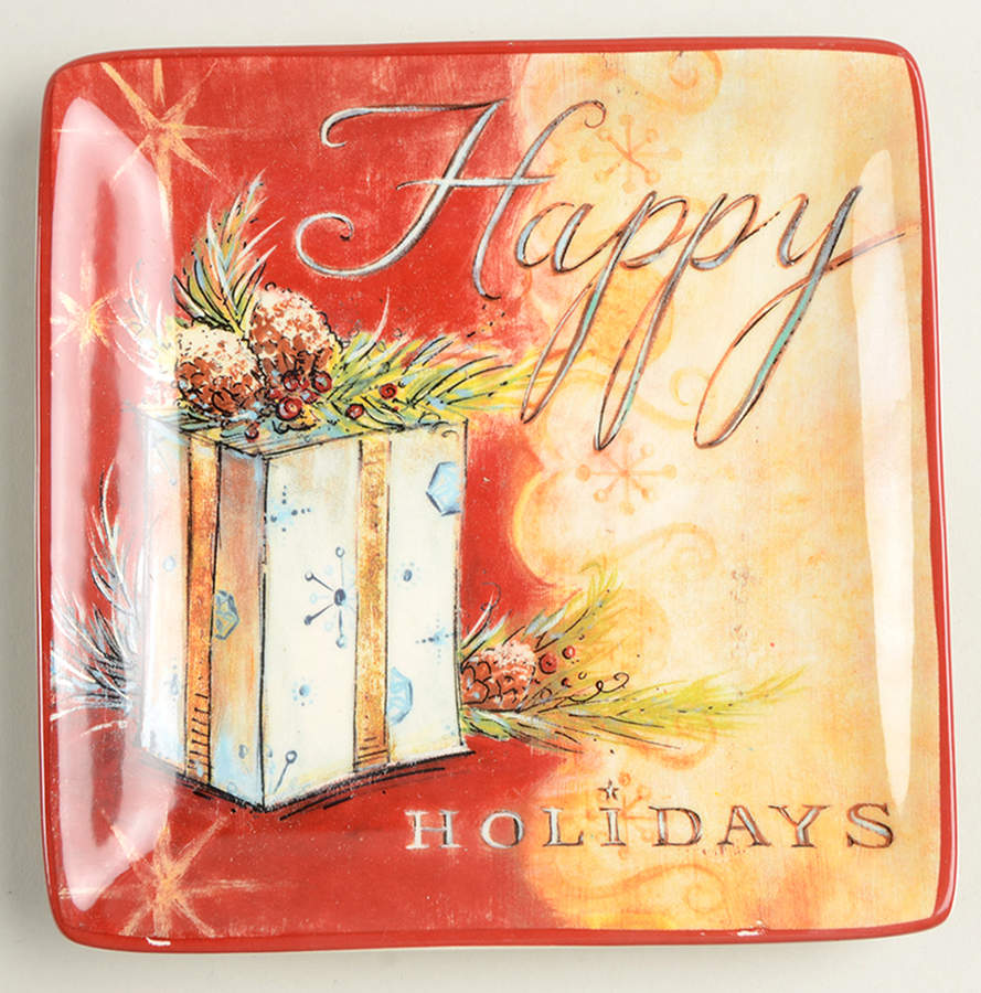 Seasons Greetings Square Canape Plate by Certified International-1