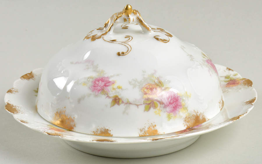 Schleiger379-3 Round Covered Butter with Strainer by Charles Field Haviland-1