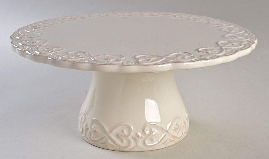 Adeline Ivory 11" Diameter Pedestal Cake Stand by Certified International-1