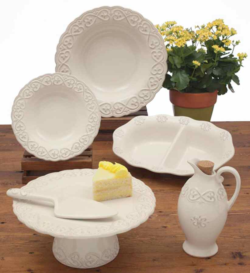 Adeline Ivory 11" Pedestal Cake Stand & Ceramic Server by Certified International-1