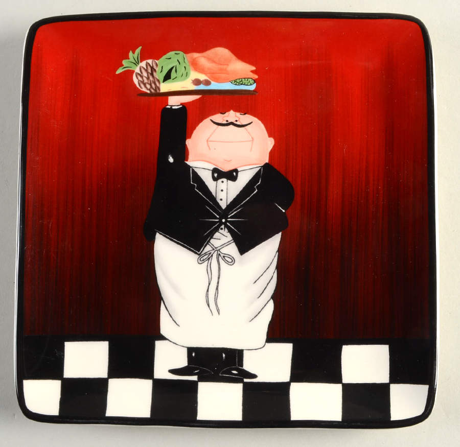 Dinner Is Served (No Words) Square Salad Plate by Certified International-1