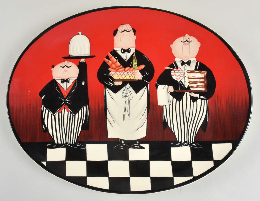 Dinner Is Served (No Words) 15" Oval Serving Platter by Certified International-1