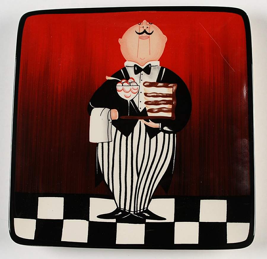 Dinner Is Served (No Words) Square Salad Plate by Certified International-1