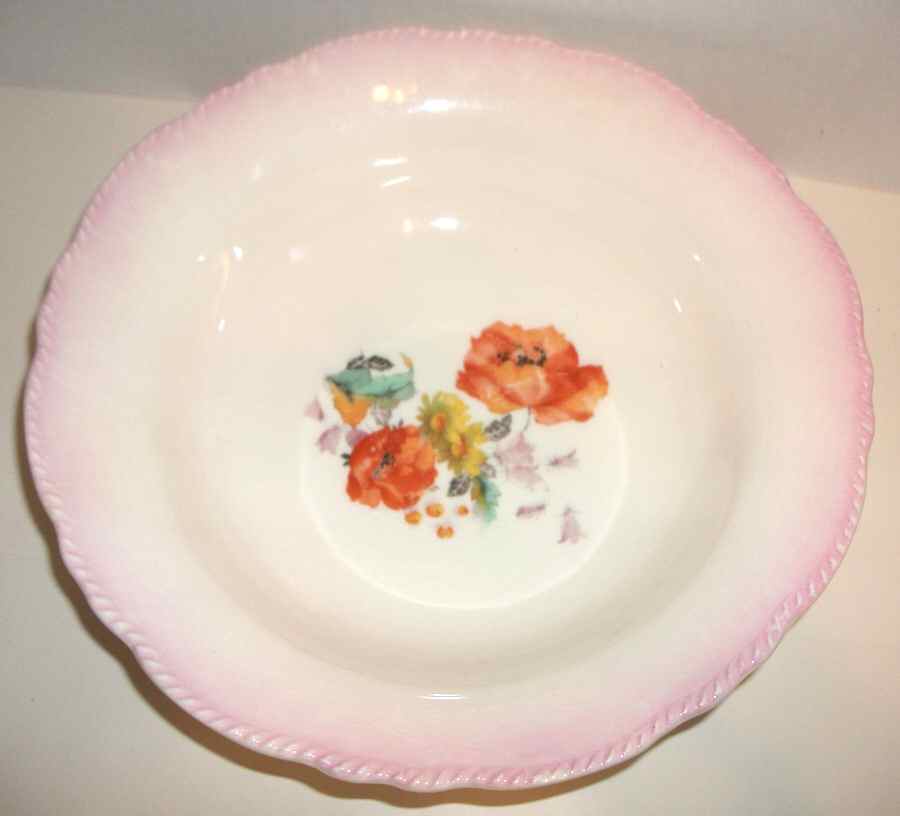 Orange Poppy 9" Round Vegetable Bowl by Crown Ivory-1