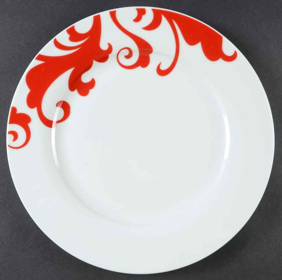 Red Scroll Dinner Plate by Ciroa-1