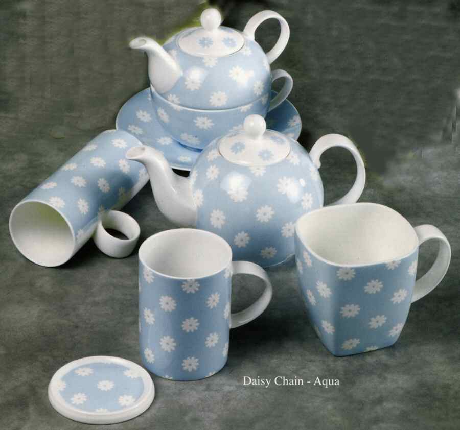 Daisy Chain Aqua Teapot & Lid by Crown Trent-1