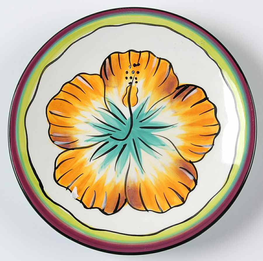 Hibiscus Dessert/Pie Plate by Clay Art-1