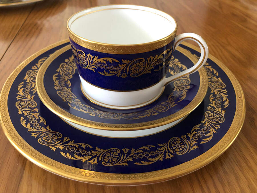 Viceroy Cobalt Blue Flat Cup & Saucer Set by Coalport-1