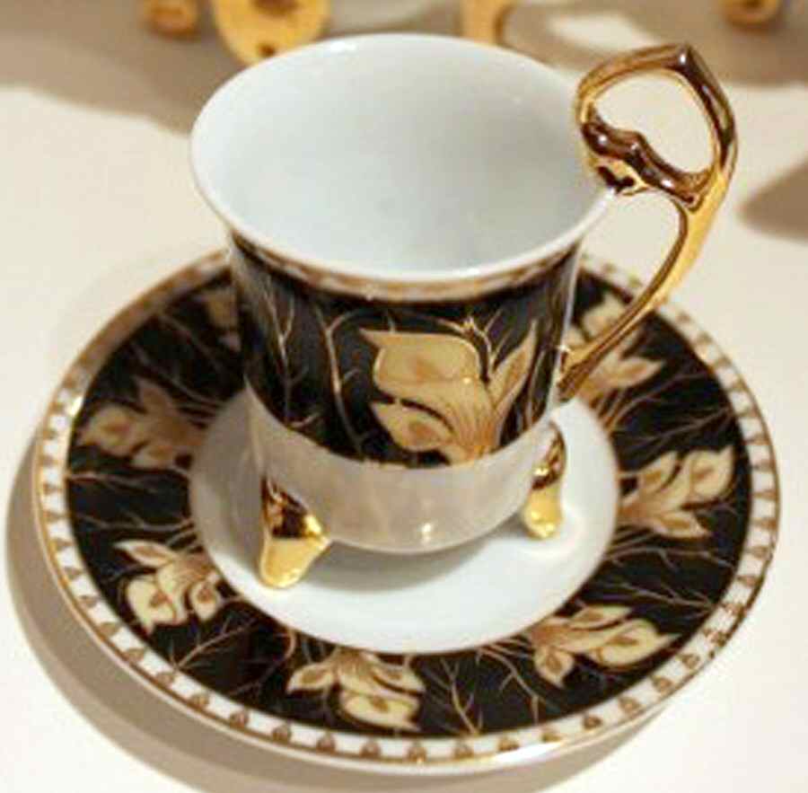 CZE269 Footed Cup & Saucer Set by Czechia-Czechoslovakia-1